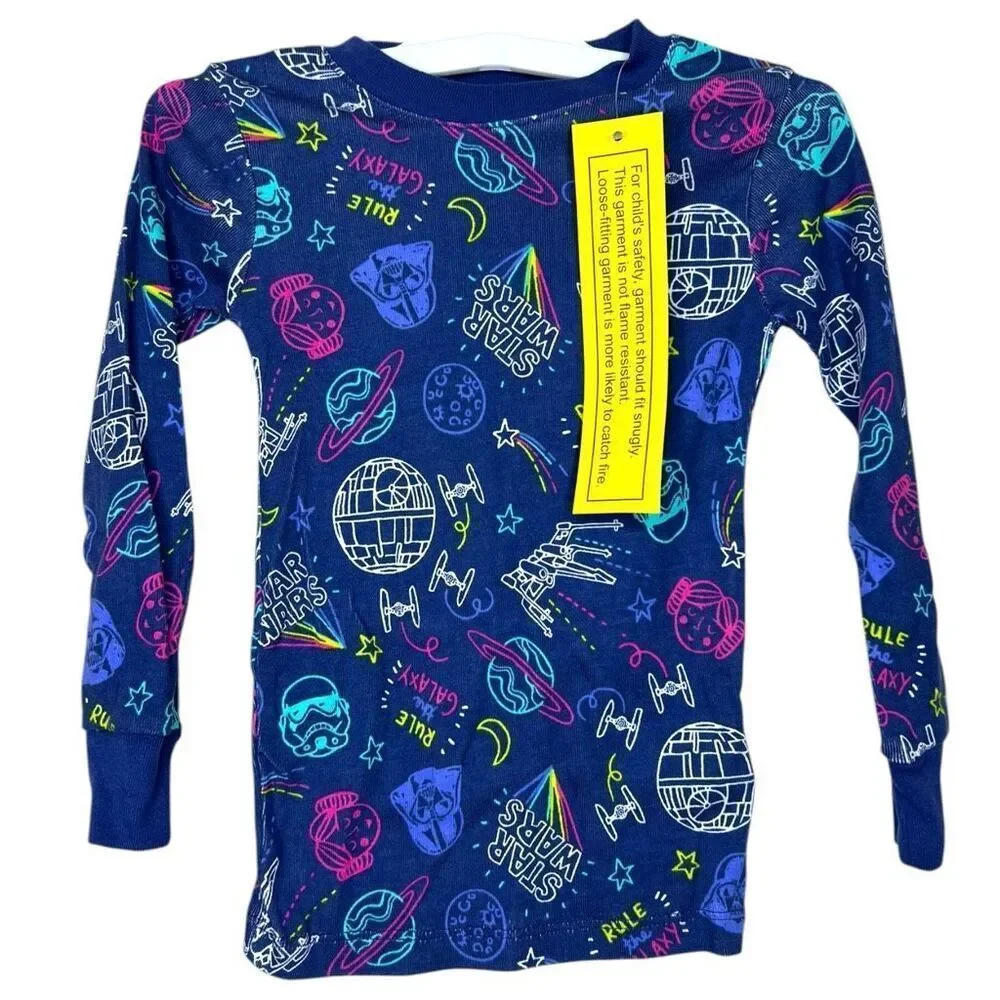 NEW Star Wars x Spotted Zebra Toddler Pajamas 2-Piece 3T Blue Galaxy Print